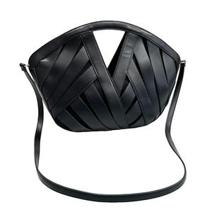 Anthropologie Black Faux Leather Petite Woven Basket Bag 🖤